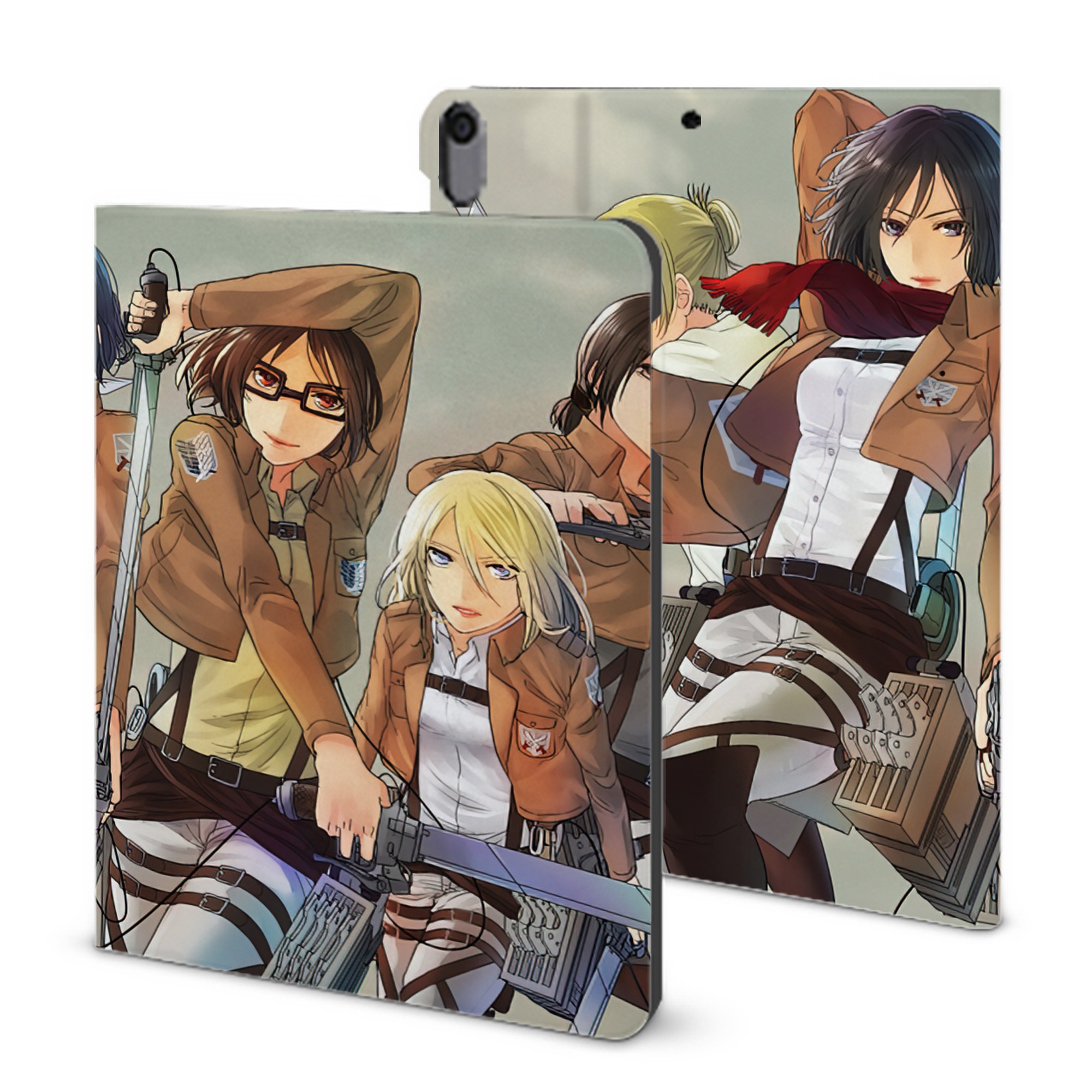 （画像用） 進撃の巨人 Attack on Titan IPad ケース ブック型 PUレザー TPU 耐衝撃 軽量 薄型 ペン収納なし 全面保護 IPad 各モデル対応
